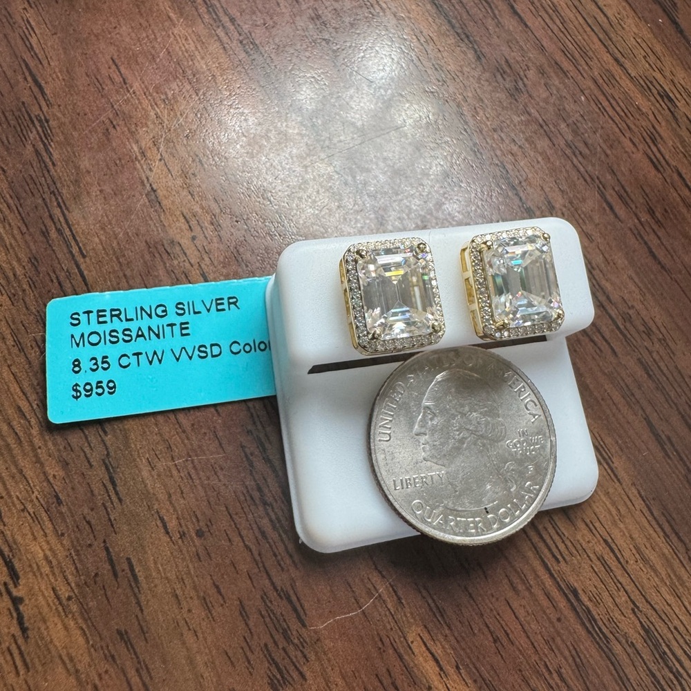 Emerald cut earrings